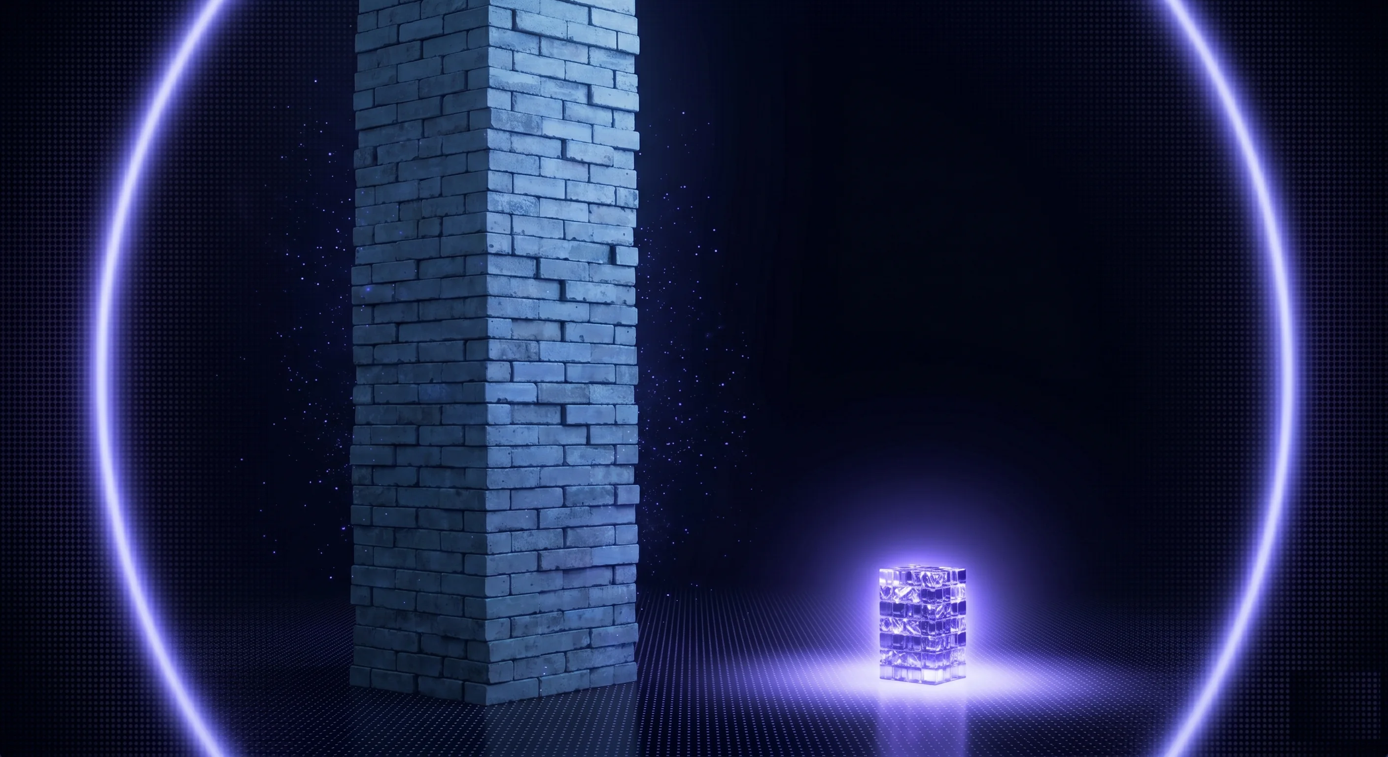 Editorial bar chart comparing two stacked towers: a tall $12,000 column for human UGC versus a tiny $150 column for AI UGC, both labelled '30-variation test cycle,' on an indigo gradient backdrop.
